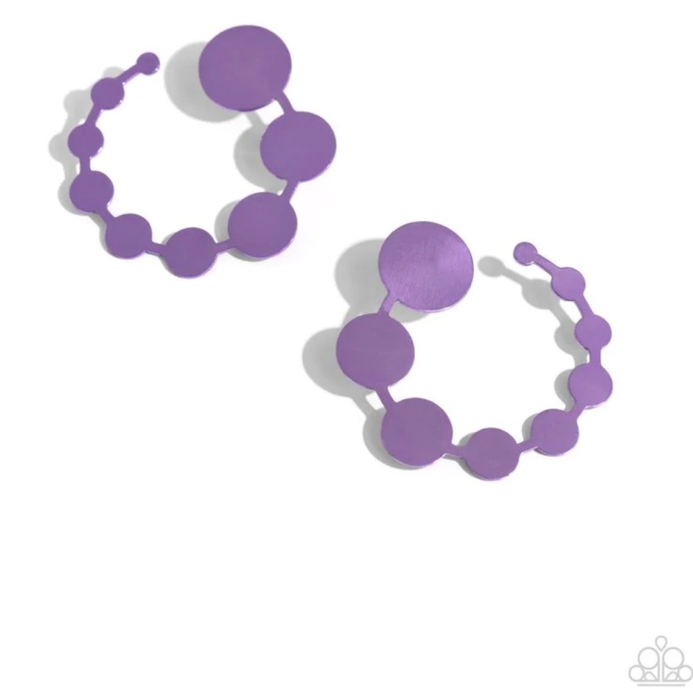 🟣🟣🟣 “HAVE IT BOTH PHASE” PURPLE METALLIC POST HOOP EARRINGS ~ PAPARAZZI❗️🟣🟣🟣 - Picture 3 of 5